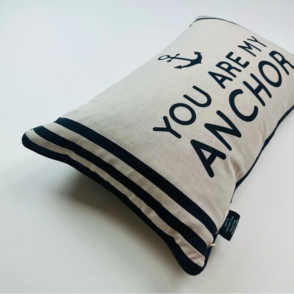 Cynthia Rowley You Are My Anchor Beach Lake Sailing Accent Pillow